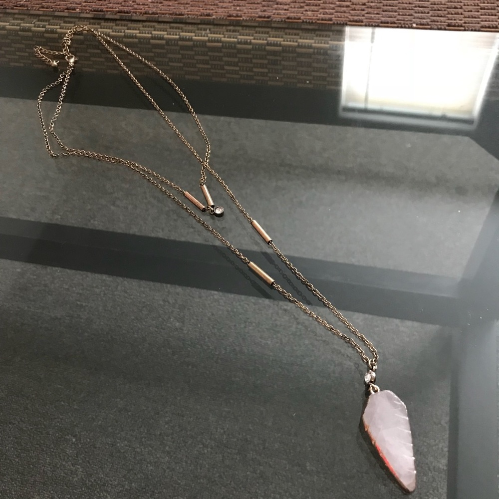 3 for 10 EUC Rose quartz double layer necklace